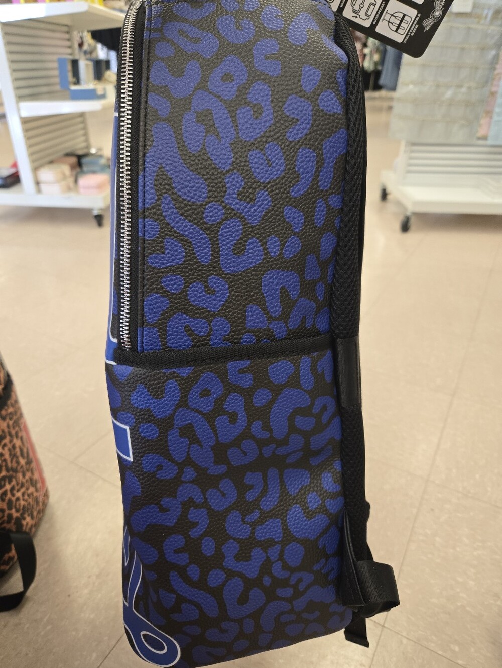 Large Size Von Dutch Blue Cheetah Leopard-Print Backpack - Picture 4 of 7